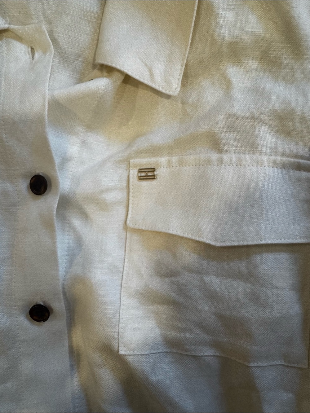 Tommy Hilfiger Linen Collared Shirt Dress in Cream - Picture 4 of 5